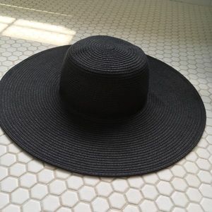 JCrew Wide-Brim Black Straw Hat